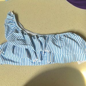 Striped one shoulder bathing suit top